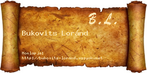 Bukovits Loránd névjegykártya